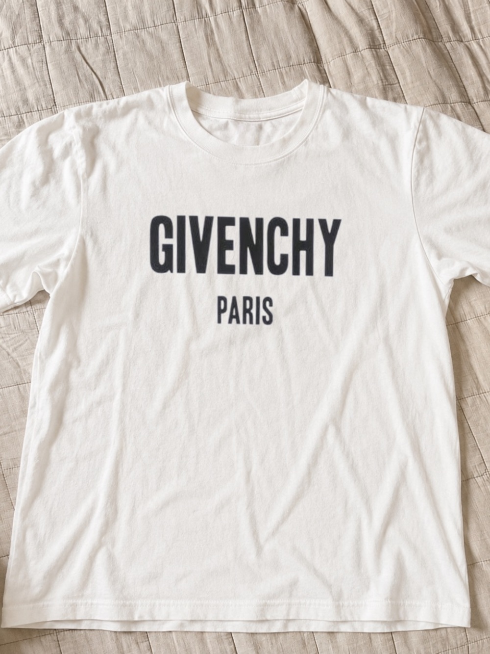 Gildan White T-Shirt with Black Givenchy Paris Print |Unisex Tee Shirt